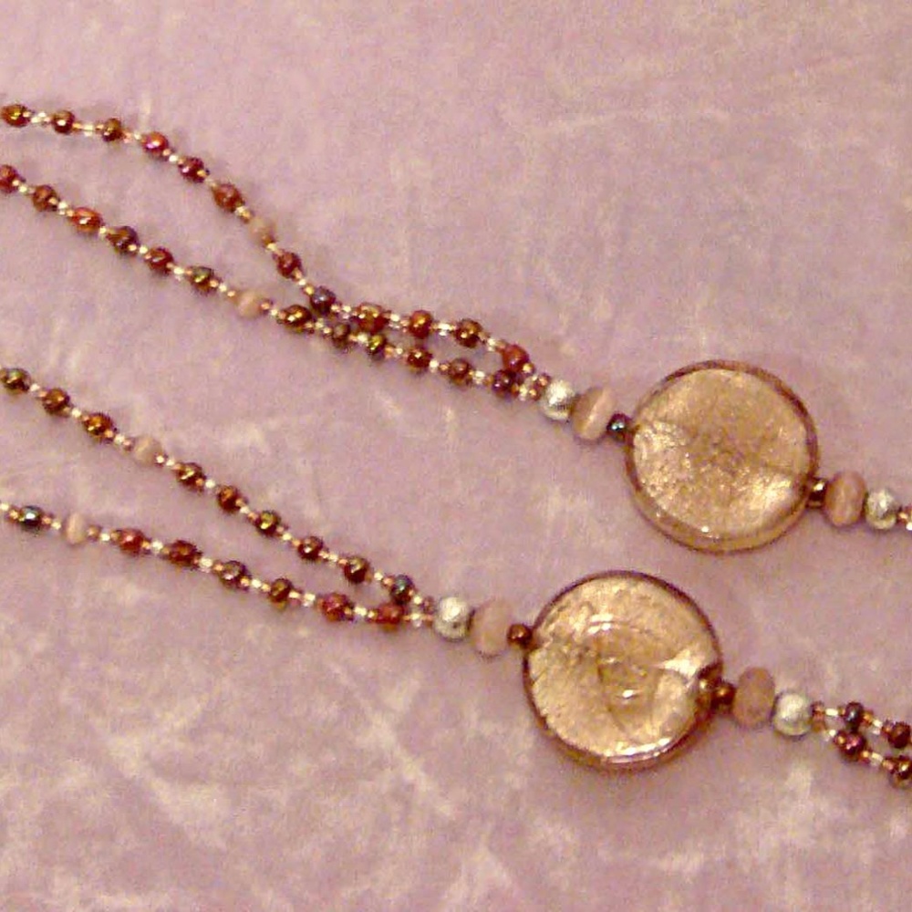 Double Strand Pink Foil Necklace